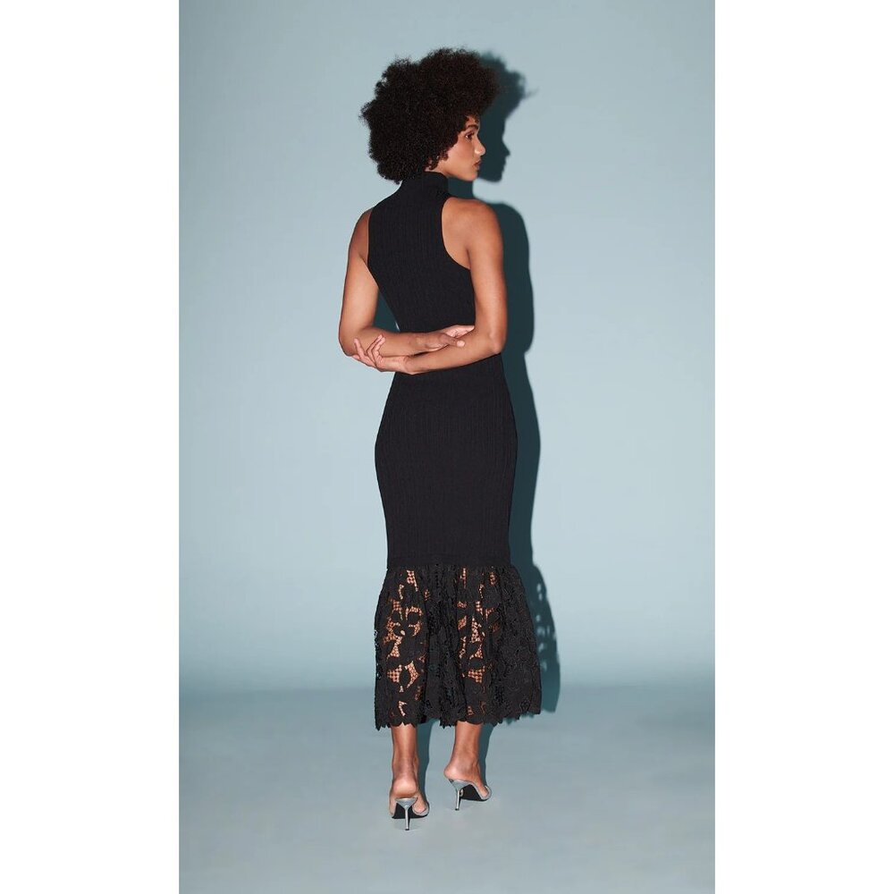 SAYLOR Rhiannon Dress in Black Small New Womens Midi knit - Picture 10 of 15